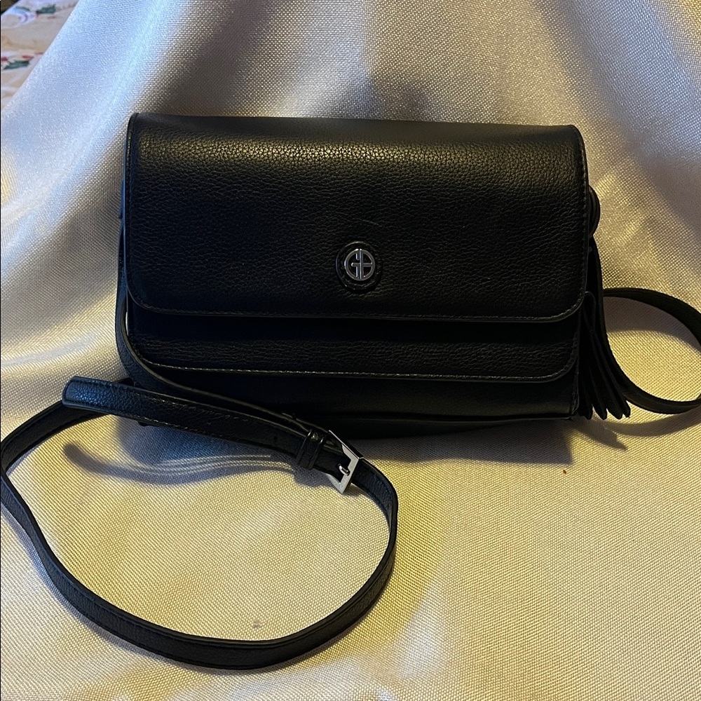 Gianni Bernini Elegant Black Leather Crossbody Bag